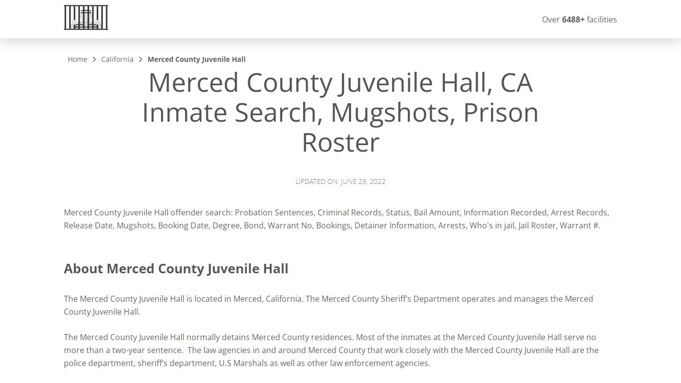 Merced County Juvenile Hall, CA Inmate Search, Mugshots ...